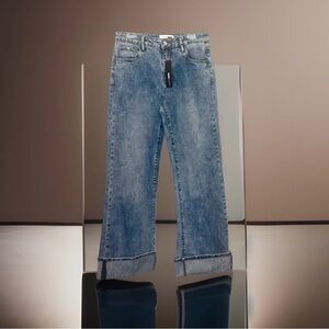 Fashion Nova On My Radar Cuffed Wide Leg Jeans - Medium Wash Jeans Size 9 NWT!